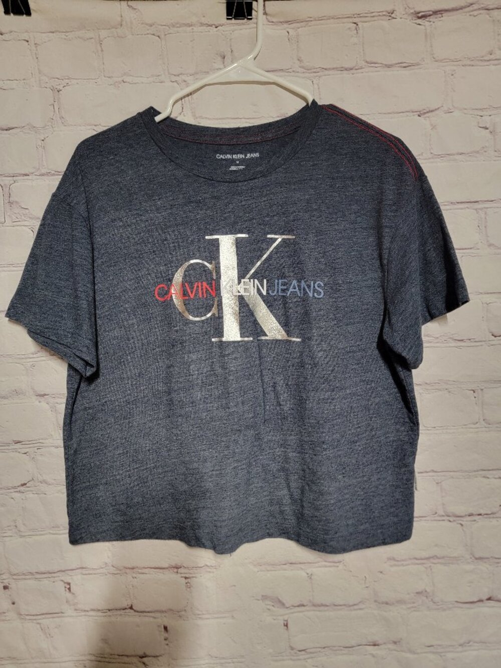Calvin Klein Jeans Women's Red White and Blue T-shirt